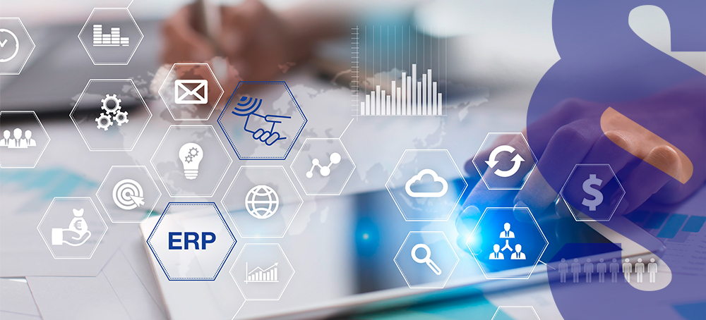 Business and technology concept. Graphs and icons on virtual screen background.