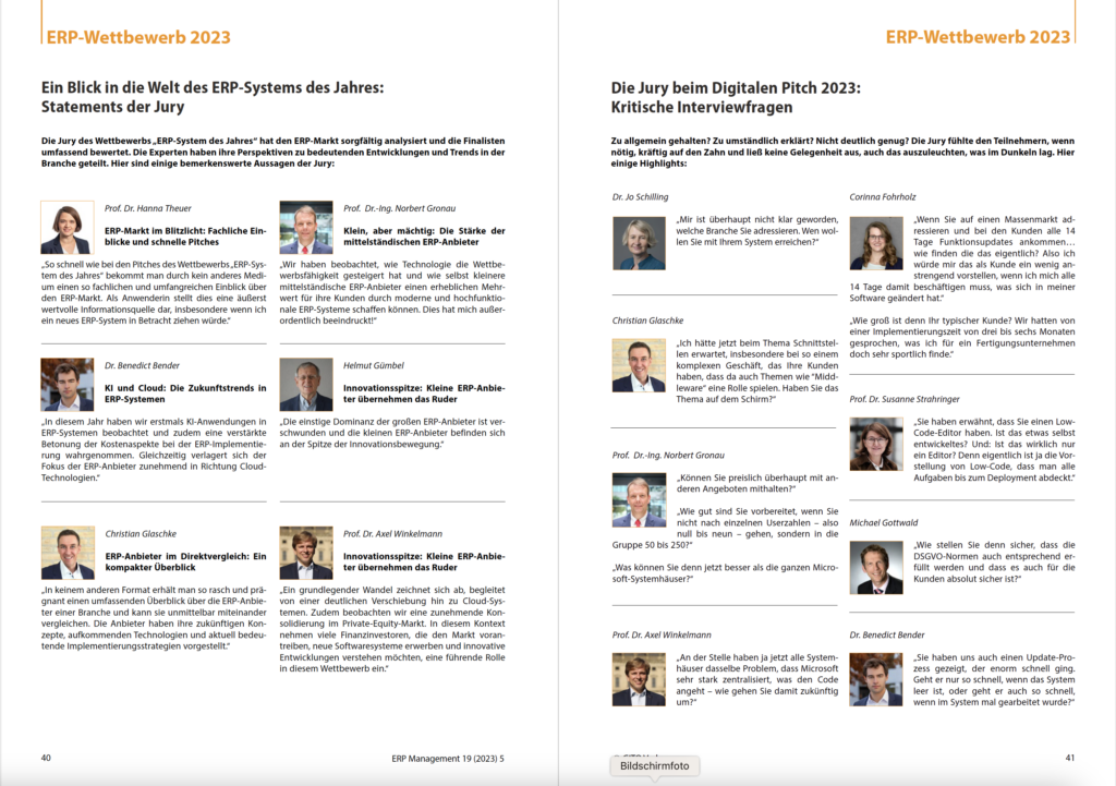 ERP-Wettbewerb 2023: Fragen der Jury beim Digitalen Pitch 2 erp 5 2023 jury statements