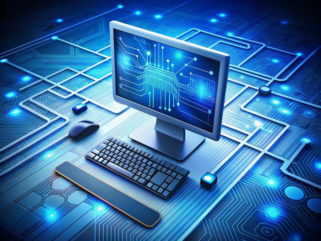 stylized representation of a computer with a keybo