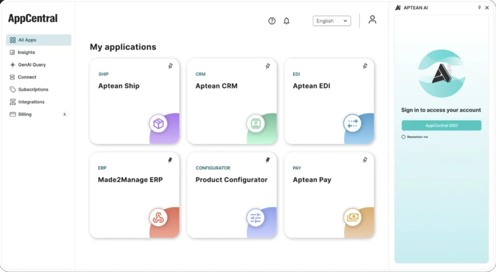 AppCentral-Screenshot  Aptean Germany GmbH