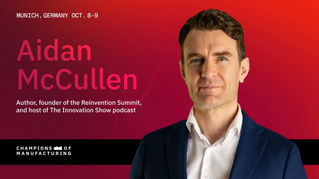 Aidan McCullen, Keynote-Speaker bei der Champions of Manufacturing 2026, München, 8. –9. Oktober 2026.